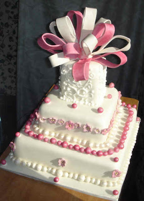pink ribbon to brithday wedding cake ideas