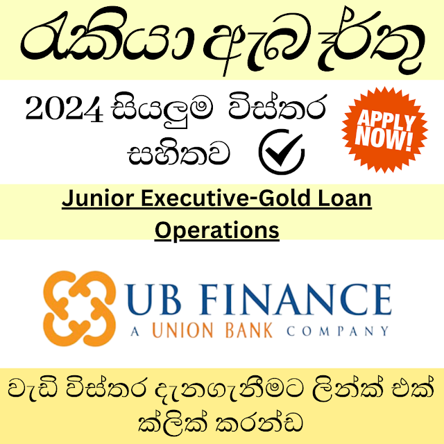 UB Finance PLC/Junior Executive-Gold Loan Operations