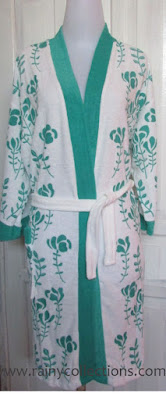 handuk kimono cantik motif bunga mawar hijau