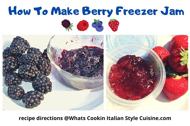 blackberries and strawberry freezer jams