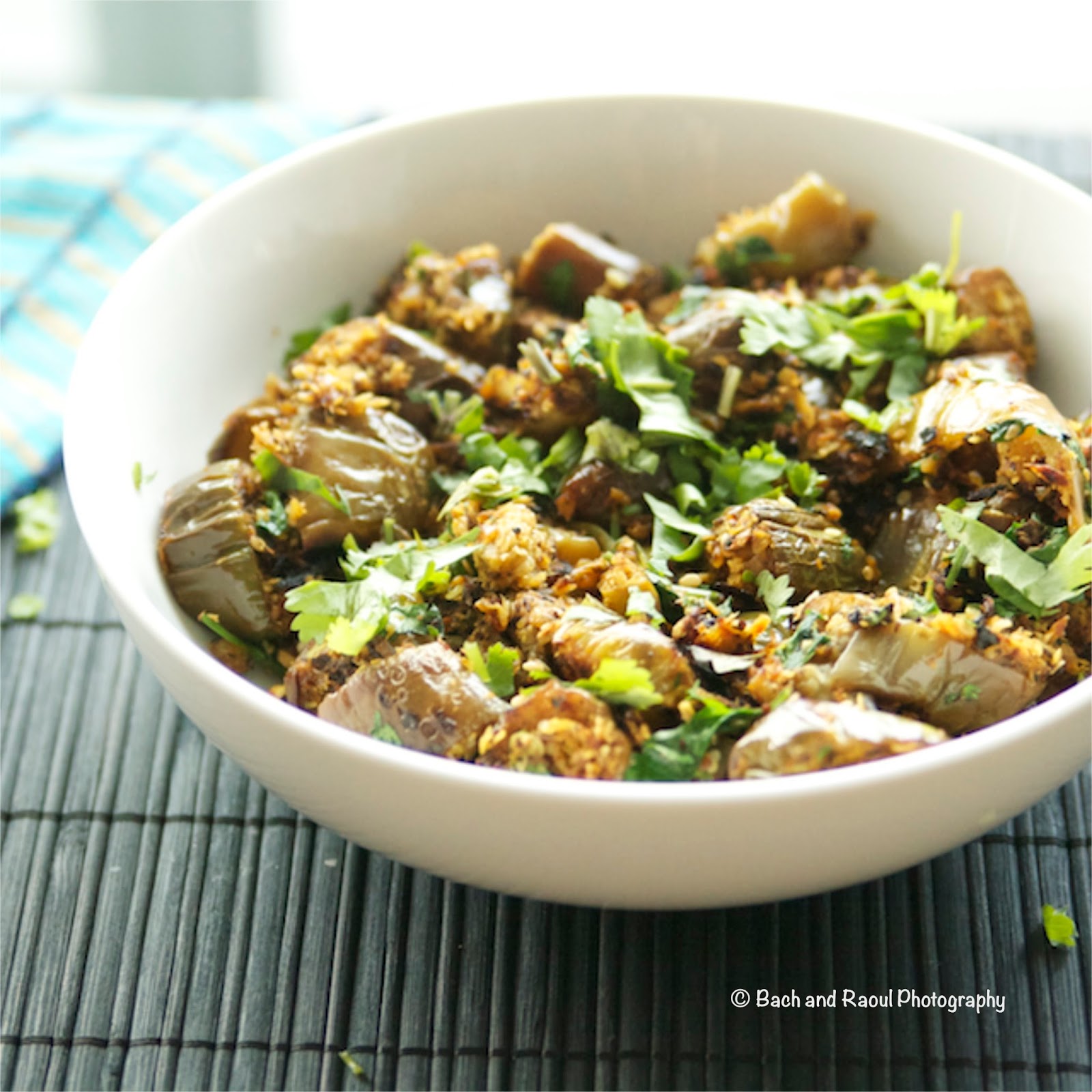 Bharli Vangi - Vegan Indian Eggplant Cooked with nuts and spices