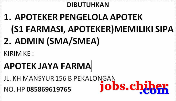 Lowongan Kerja Apoteker Pekalongan Jawa Tengah - Lupy 