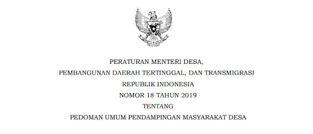  PERMENDES PDTT NOMOR 18 TAHUN 2019 (PERMENDESA PTT NOMOR 18 TAHUN 2019)  