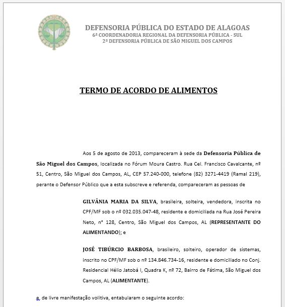 Prática Jurídica Comentada: ACORDO DE ALIMENTOS