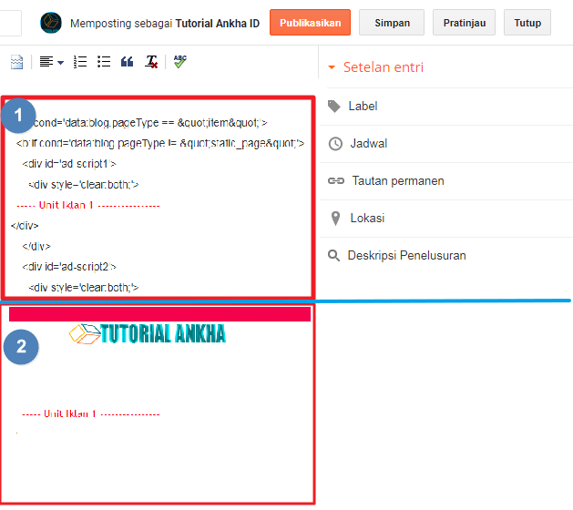 Menulis kode HTML di postingan Blogspot agar Tampil di Publish