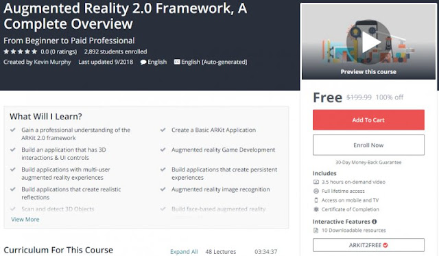 [100% Off] Augmented Reality 2.0 Framework, A Complete Overview| Worth 199,99$ 