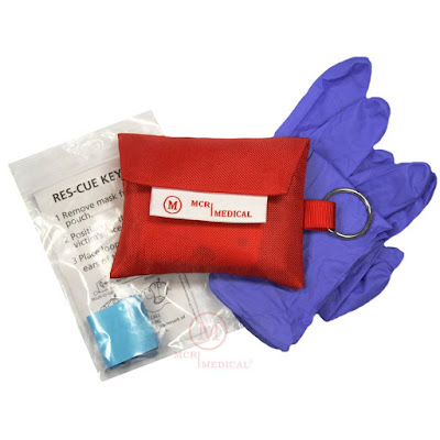 MCR Medical Supply CPR keychain with Ambu mask and gloves