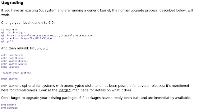 Processo de atualização do DragonflyBSD