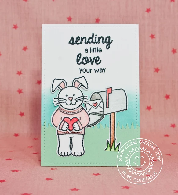 Sunny Studio: Valentine's Day Sending My Love Note Cards by Elise Constable (using Sending My Love stamps & Sunny Sentiments dies)