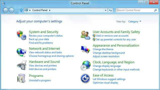 Windows 8 Control Panel