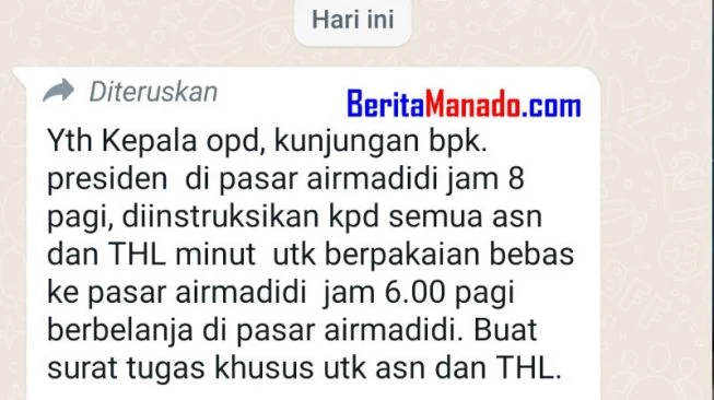 WALAH! Beredar Kabar ASN dan THL di Minut Disuruh 'Pura-pura' Jadi Pembeli Saat Jokowi Kunjungi Pasar Airmadidi