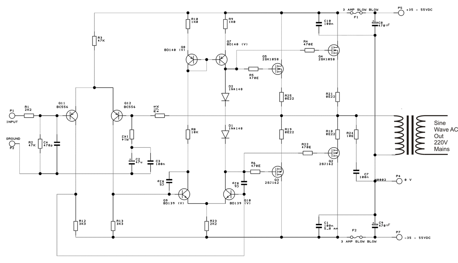 Sinusoidal Inverter Circuit Diagram - Power Inverter Circuit Sine Wave Equivalent Oscillator Circuit - Sinusoidal Inverter Circuit Diagram