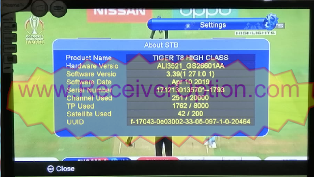 TIGER T8 HIGH CLASS HD RECEIVER TEN SPORTS OK NEW SOFTWARE