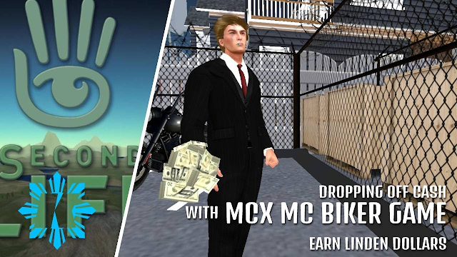 Earning Linden Dollars by Dropping Off Cash with MCX MC Biker Game [3/13/23]