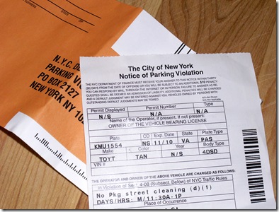 First NYC parking ticket