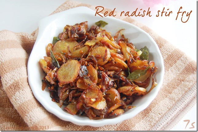 Red radish stir fry