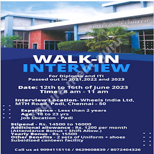 Wheels india Pvt Ltd New walk in interview for fresher
