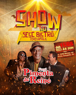 Dia 11-05 Pimenta Reino no Arte Sesc Bistrô em Teresópolis