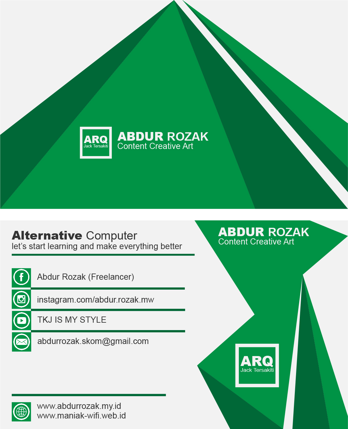 Design Kartu Nama Dengan Adobe Illustrator Hijau Abdur Rozak