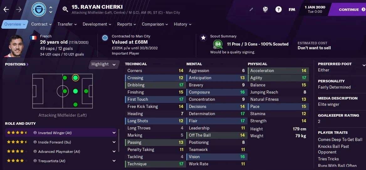 Rayan Cherki Football Manager 2021 FM2021