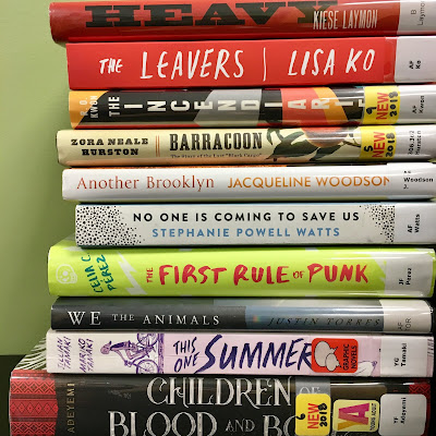 Stack of books with the spines out, showing titles.