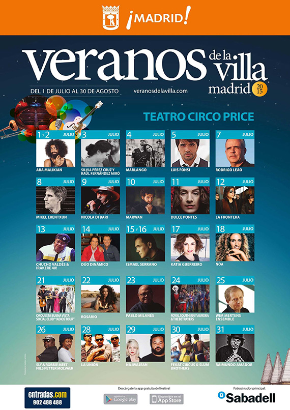 Conciertos de Veranos de la Villa 2015 en el Teatro Circo Price