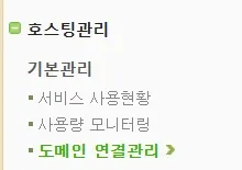 도메인 연결관리 항목