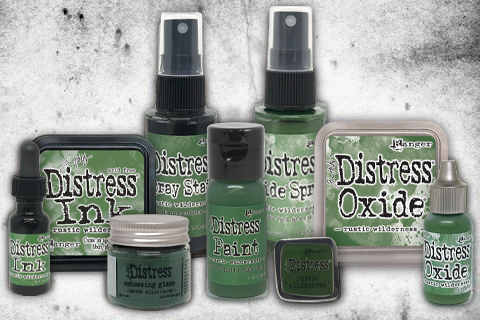 Tim Holtz Rustic Wilderness Distress Ink, Oxide, Paint, Spray, Reinker flatlay