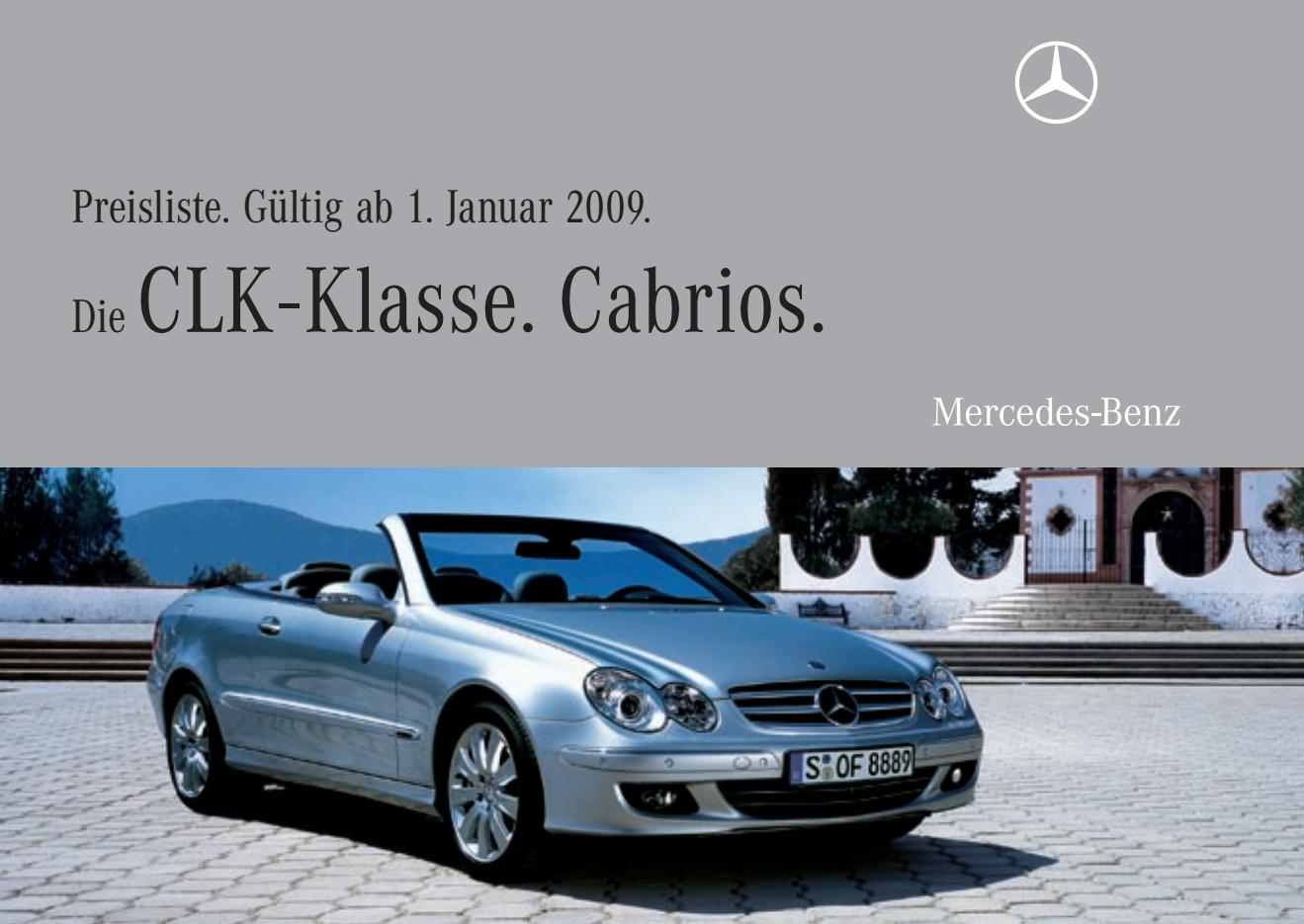 Mercedes-Benz A 209 CLK-Klasse Cabriolet Preisliste 01/2009