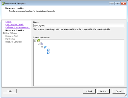 Deploy OVF Template - Name and Location