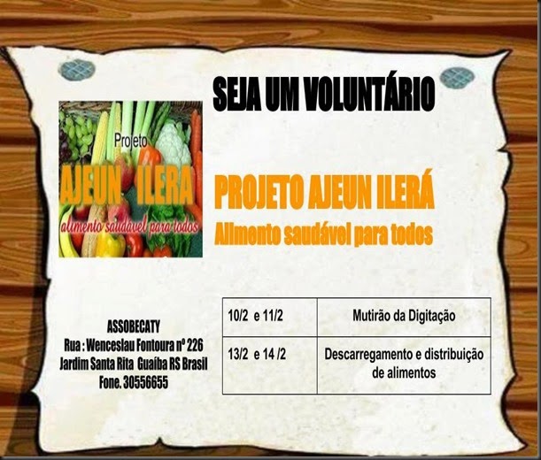 Chamada para voluntários Ajeun Ilerá