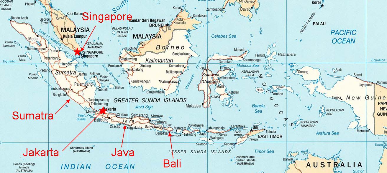 indonesia map with cities. Map of Bali in Indonesia.