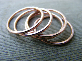 shiny copper stacking rings