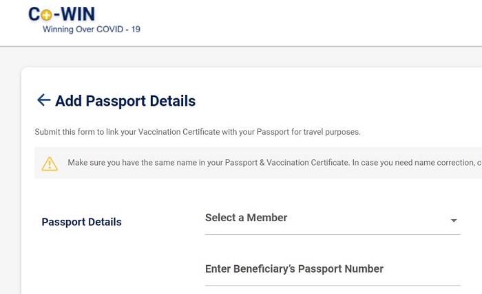 link indian passport with covid certificate