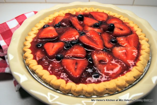 Strawberry & Blueberry Ice Box Pie at Miz Helen's Country Cottage