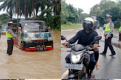Polantas Aceh Tamiang Atur Arus Lalulintas di Sejumlah Lokasi Banjir