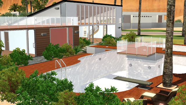Maison pour les sims 3 style loft moderne avec atelier et piscine
