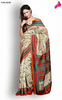 Whitesmoke art silk printed sari