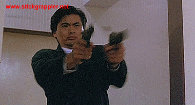 Stickgrappler's Sojourn of Septillion Steps: A Better Tomorrow I GIF Set 2  - some of Chow Yun-fat's Gun-Fu