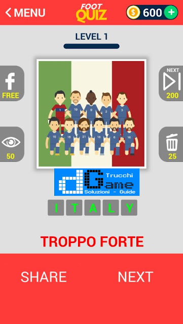 FootQuiz Calcio Quiz Football ( TEAM) soluzione livello 1-10