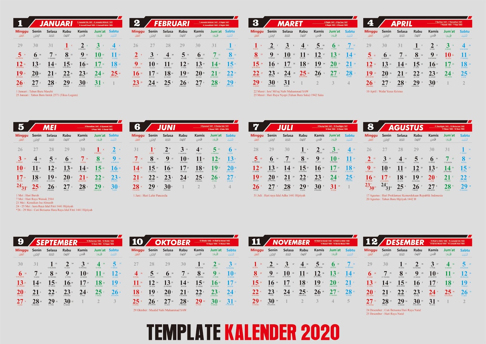  Download Master Kalender Tahun 2020 Lengkap File Cdr dan 