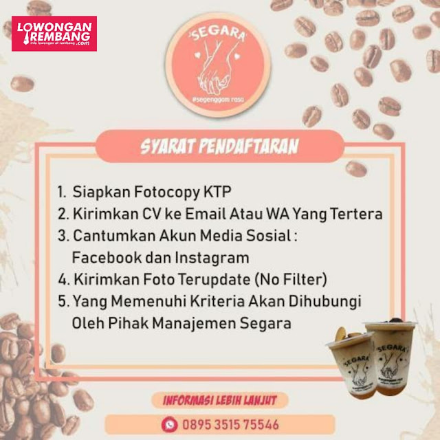 Lowongan Kerja Barista Segara Rembang Kaliori Sulang