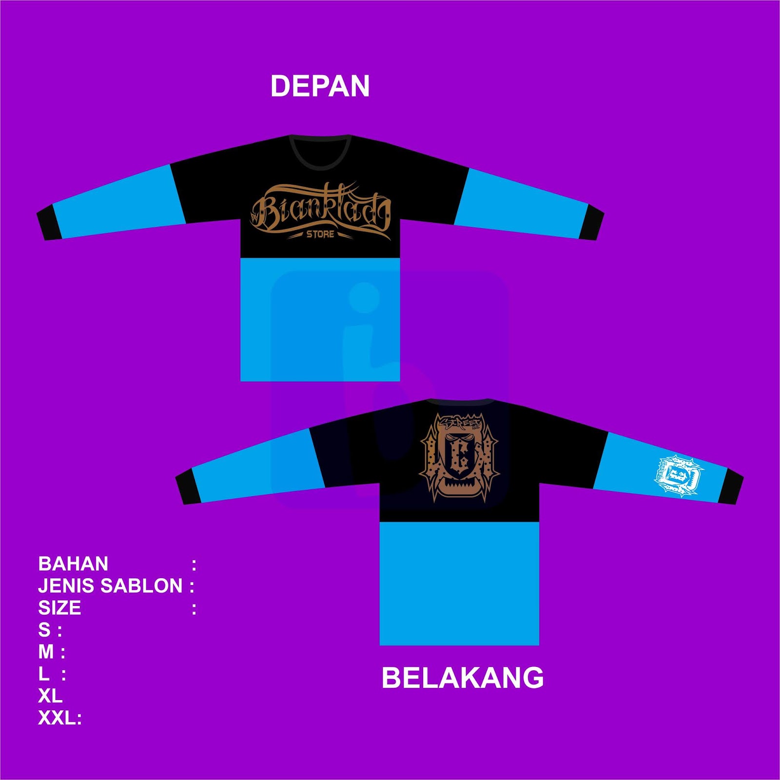 MockUp Order Kaos Motif Lengan Panjang Sambung