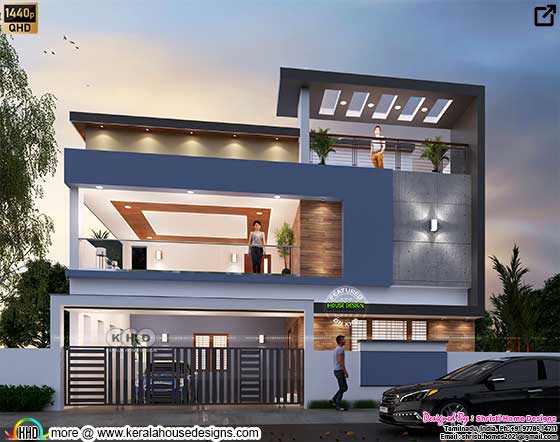 Modern contemporary south facing Tamilnadu house design