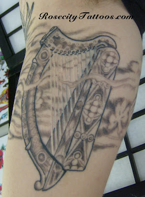 celtic harp tattoo