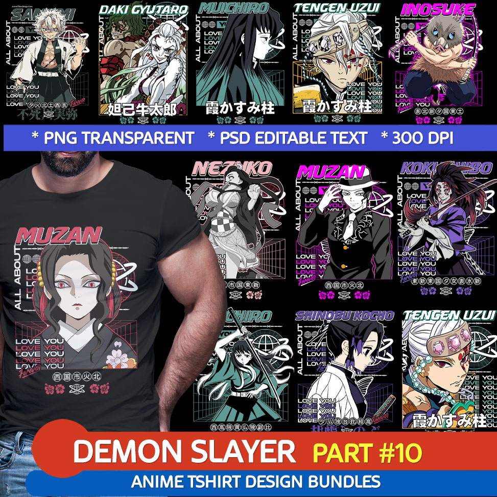 Demon Slayer t shirt design BUNDLE