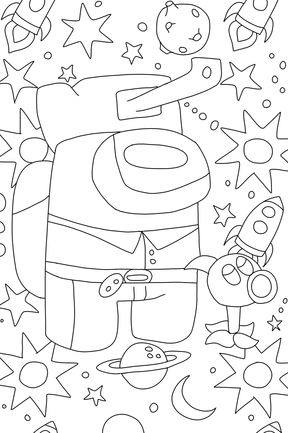 Among us space coloring sheet