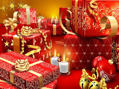 Holiday Wallpaper 1024 768 - Lots of Red Box Gifts On Christmas Eve