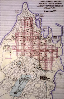 map of ancient areas Rhodes town