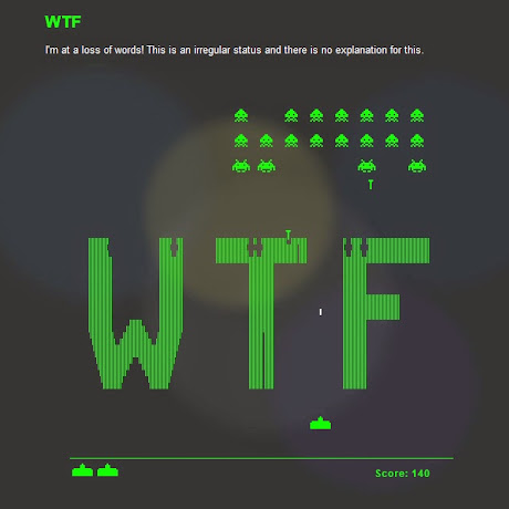 Pantalla de Error 404 con Space Invaders jugable